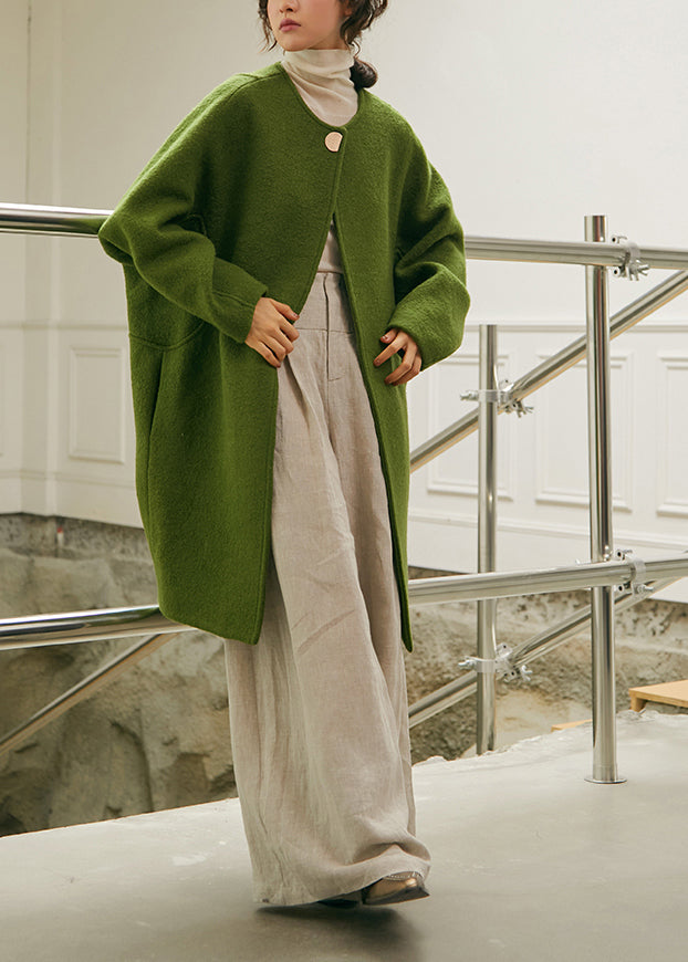 Green Oversized Woolen Coat Winter