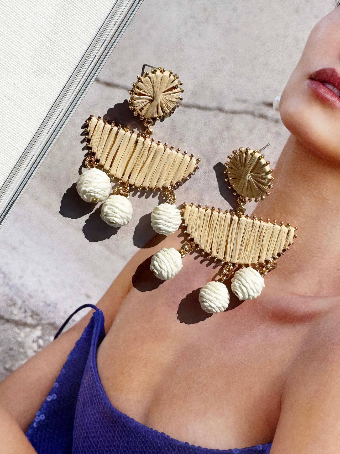 New Fan-shaped Woven Geometric Earrings