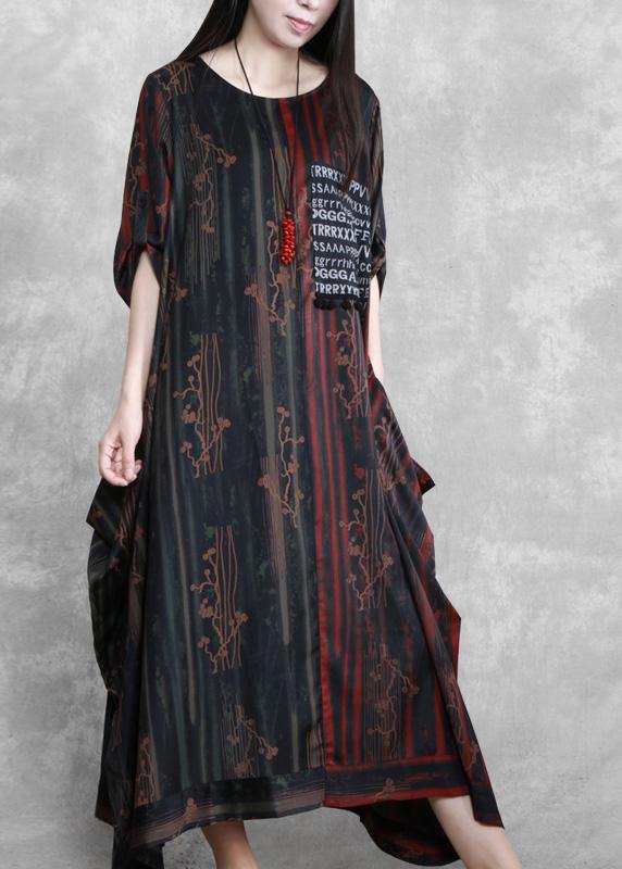 Asymmetric Dresses Print Robes Spring Dresses Gown