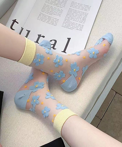Diy Jacquard Sheer Mesh Mid Calf Socks