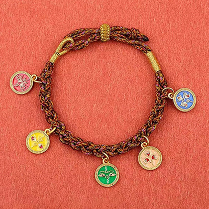 Five Gods of Wealth Spiritual String Bracelet 14k Gold