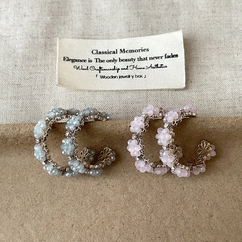 Floret Hoop Earrings in Blue