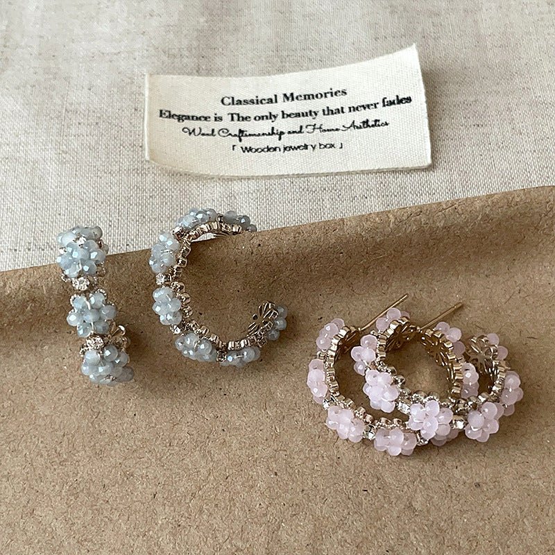 Floret Hoop Earrings in Pink