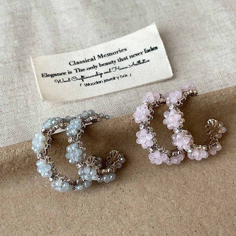 Floret Hoop Earrings in Pink