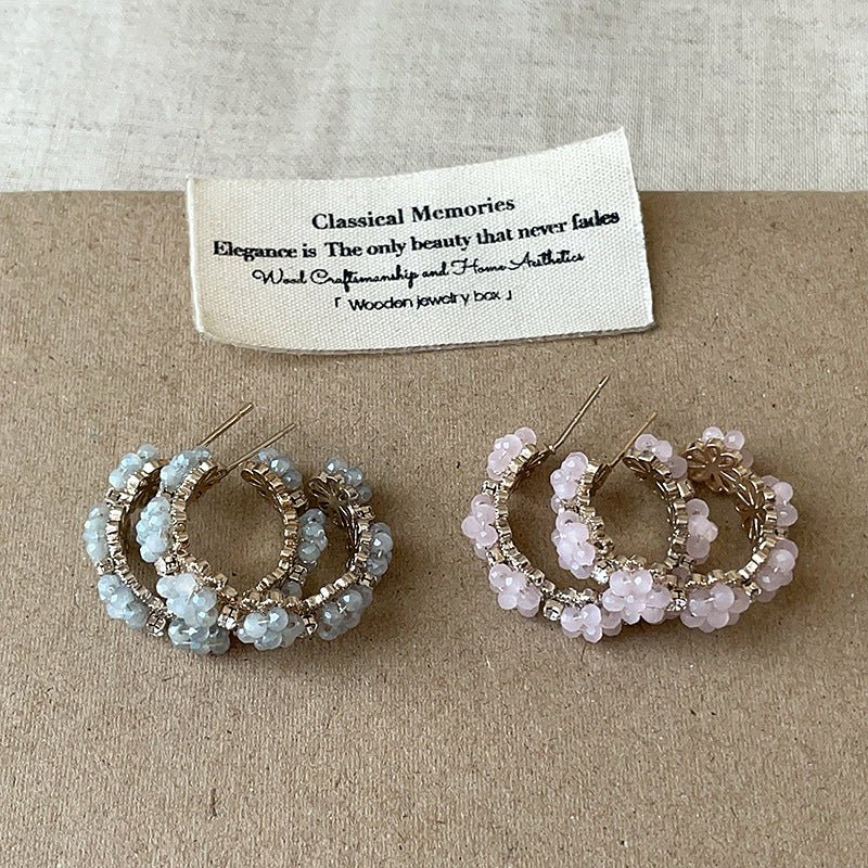 Floret Hoop Earrings in Pink