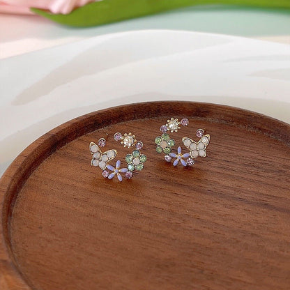 [] Lucy Flower Butterfly Stud Earrings
