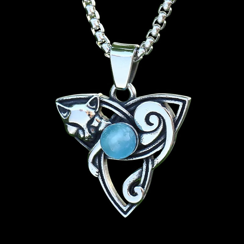Fox Celtic Knot Gem Pendant