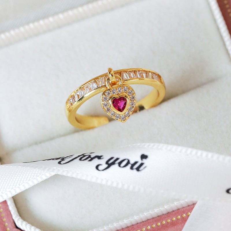[] Ruby Heart Ring in Gold