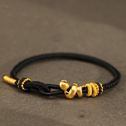 Gold Snake Red String Bracelet for Strength & Protection