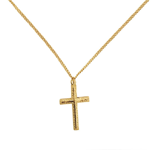 14k Gold-filled Flat Cross Pendant Necklace, 18" Chain With 1 1/4" Extender