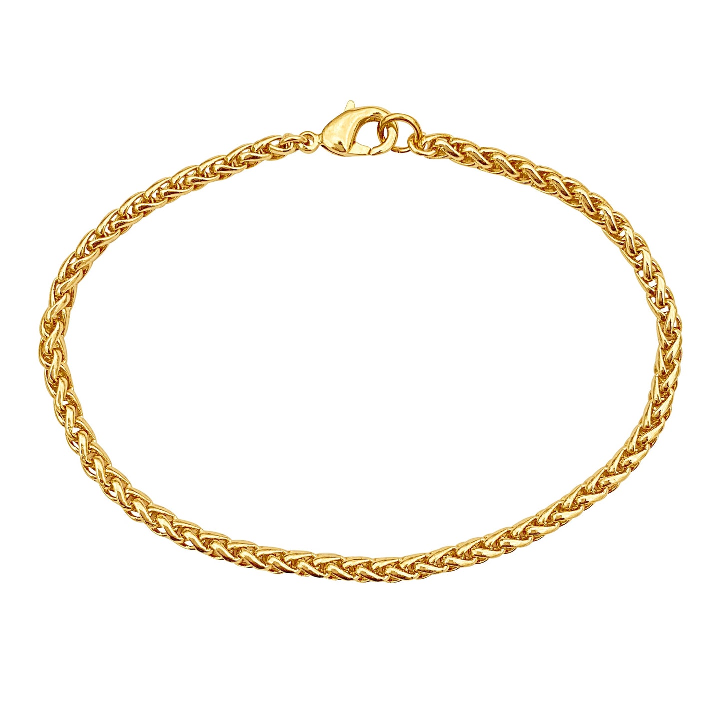 Gold 3.2mm Thick Ponytail/foxtail/wheat Weave Chain Bracelet