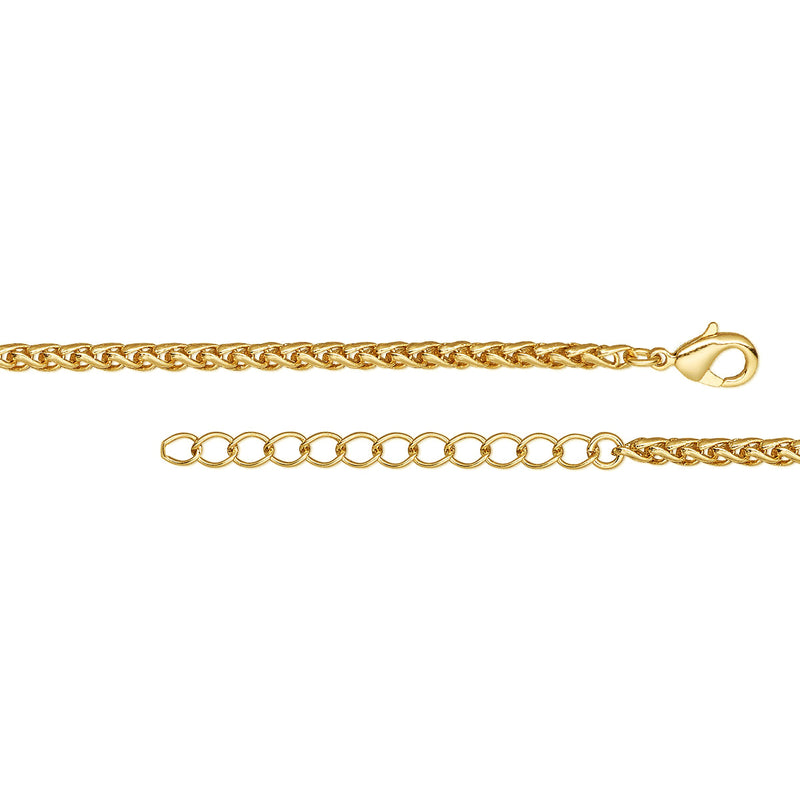 Gold 3.2mm Thick Ponytail/foxtail/wheat Weave Necklace Chain With Extender