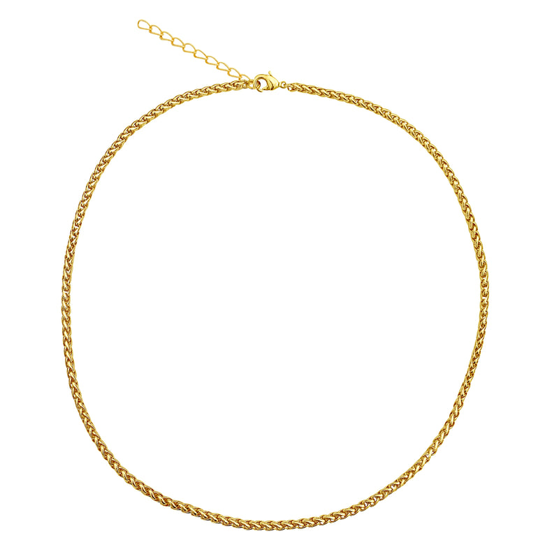 Gold 3.2mm Thick Ponytail/foxtail/wheat Weave Necklace Chain With Extender