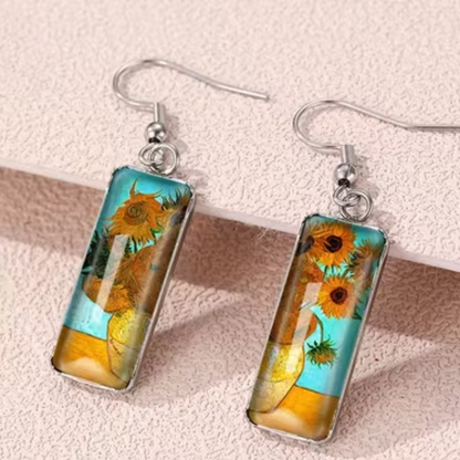 Boucles d'Oreilles Crochet Élégantes Inspirées de Van Gogh