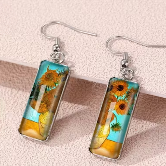 Boucles d'Oreilles Crochet Élégantes Inspirées de Van Gogh