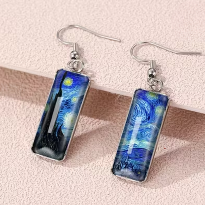 Boucles d'Oreilles Crochet Élégantes Inspirées de Van Gogh