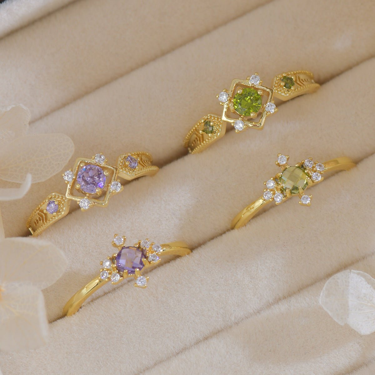Peridot Baroque Ring Set