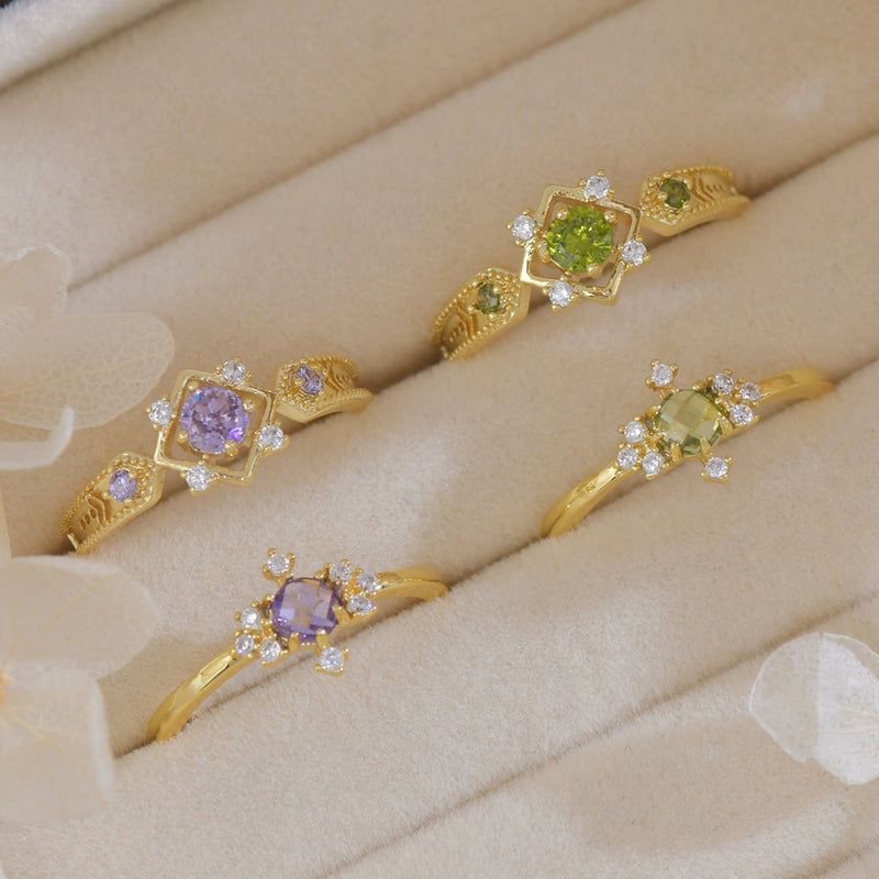 Peridot Baroque Ring Set