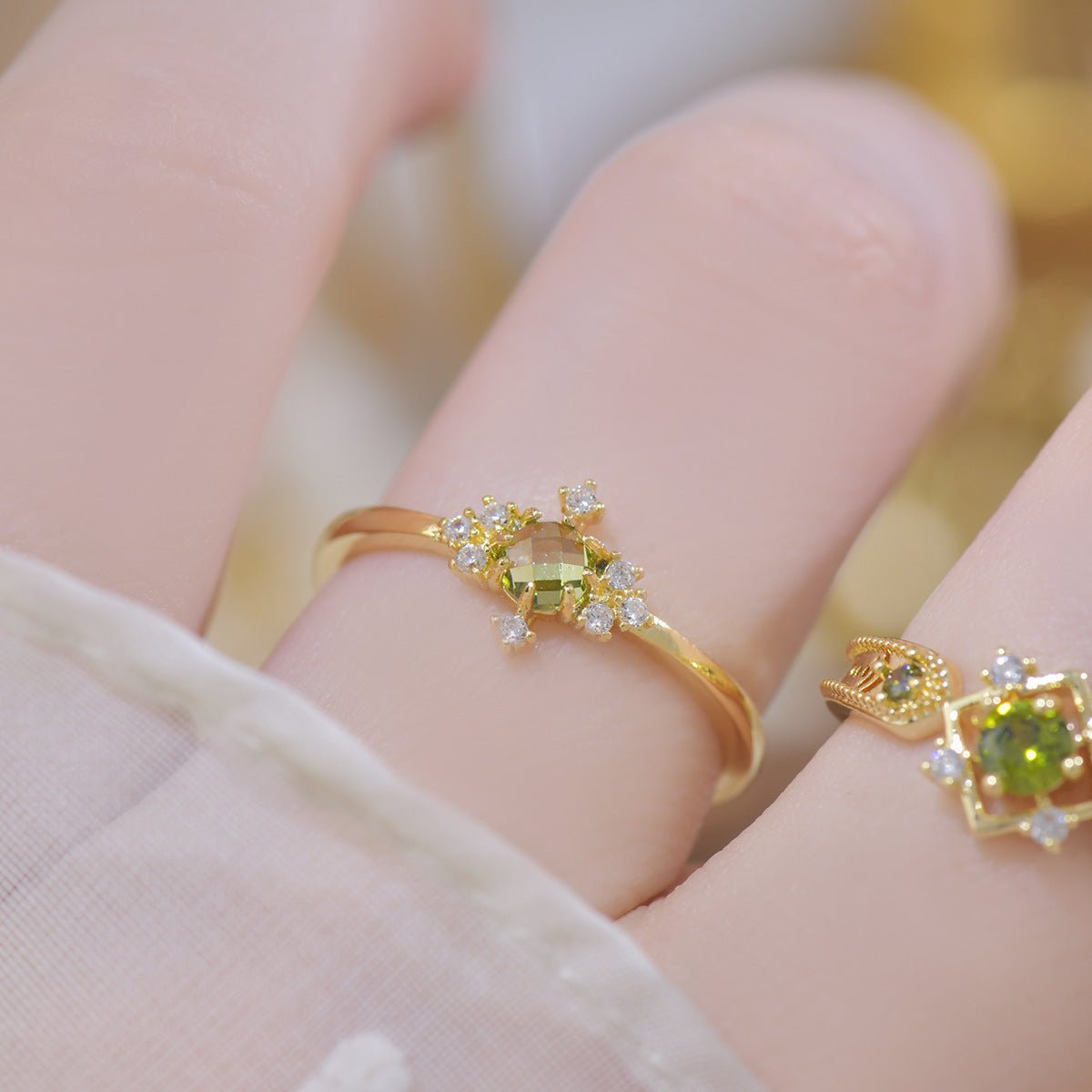 Peridot Baroque Ring Set