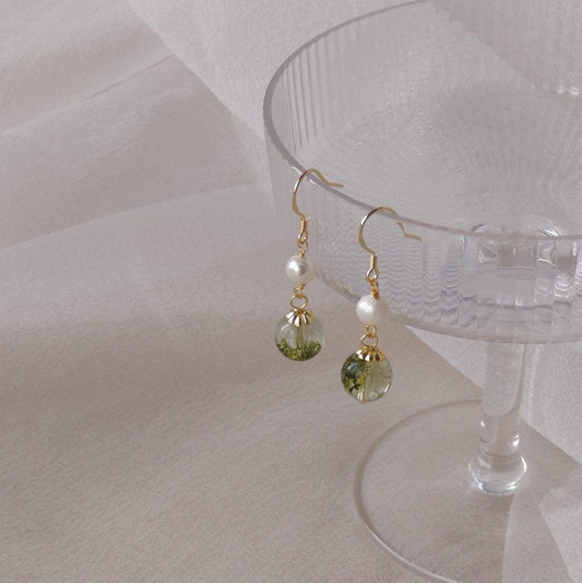 [sample ] Green Phantom Quartz Earrings