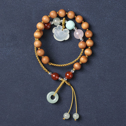 Green Sandalwood Chalcedony Peace Buckle Bracelet