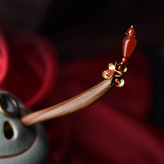 Green Sandalwood Chinese Hairpin for Soothing Harmony