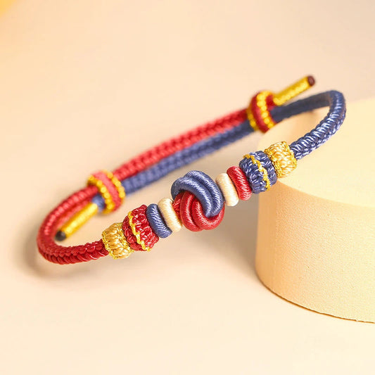 Handcrafted Two-color Peace Knot Red String Bracelet