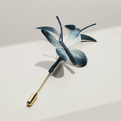 Handmade Mulberry Silk Velvet Flower Butterfly Brooch Hairpin
