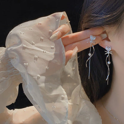 Heart Bow Drop Earrings