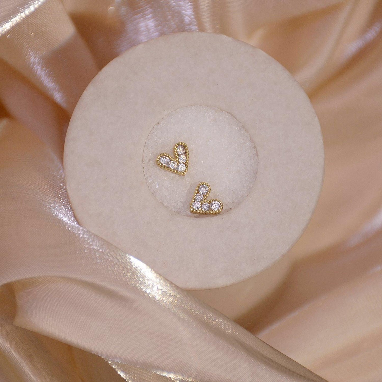 Diamond Heart Stud Earrings
