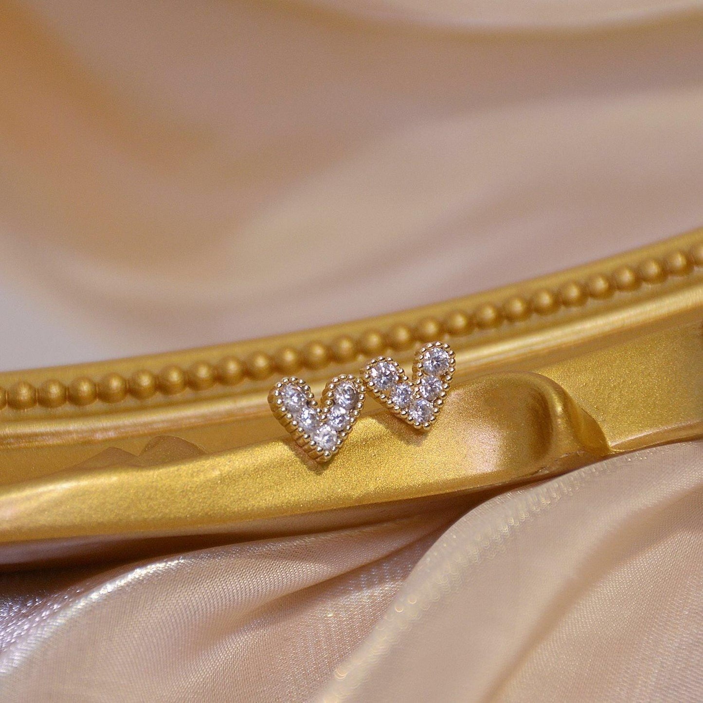 Diamond Heart Stud Earrings