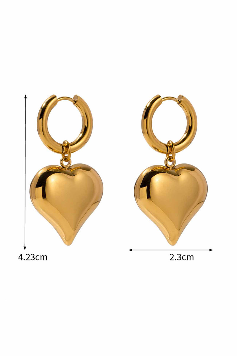 Peach Heart Drop Earrings