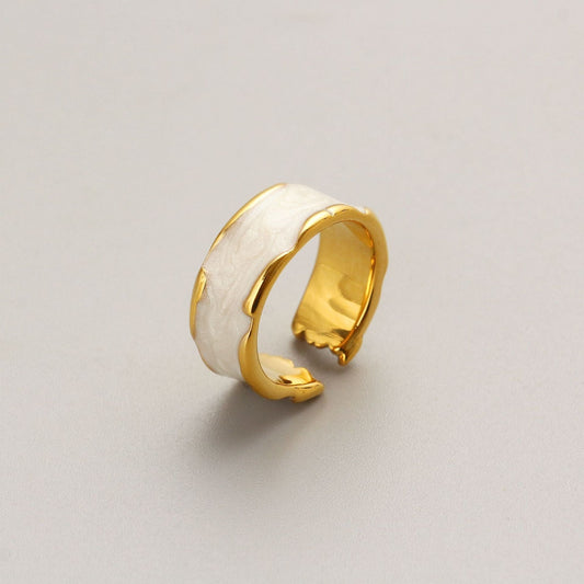 Rielle Marbled Enamel Adjustable Gold Ring