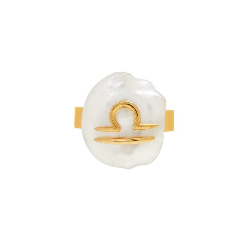 Zodiac Sign Pearl Adjustable Ring