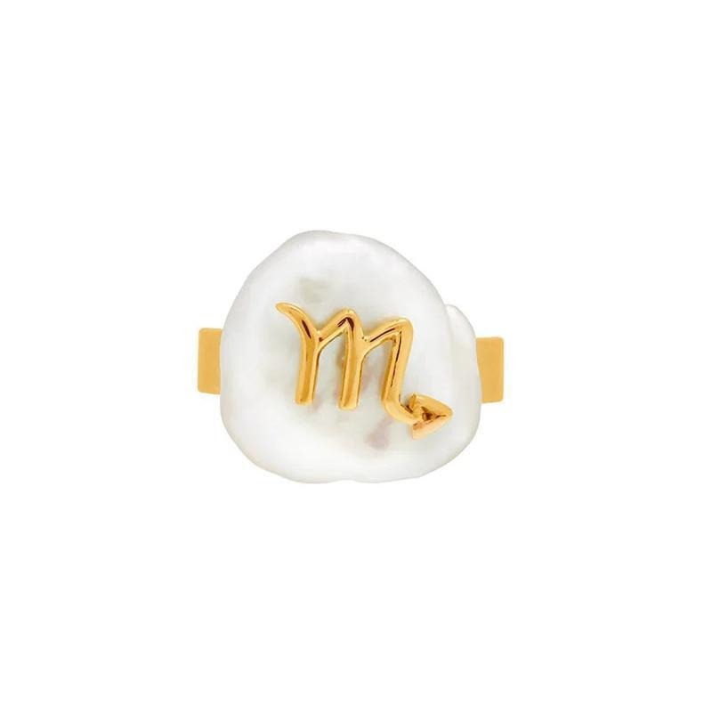 Zodiac Sign Pearl Adjustable Ring