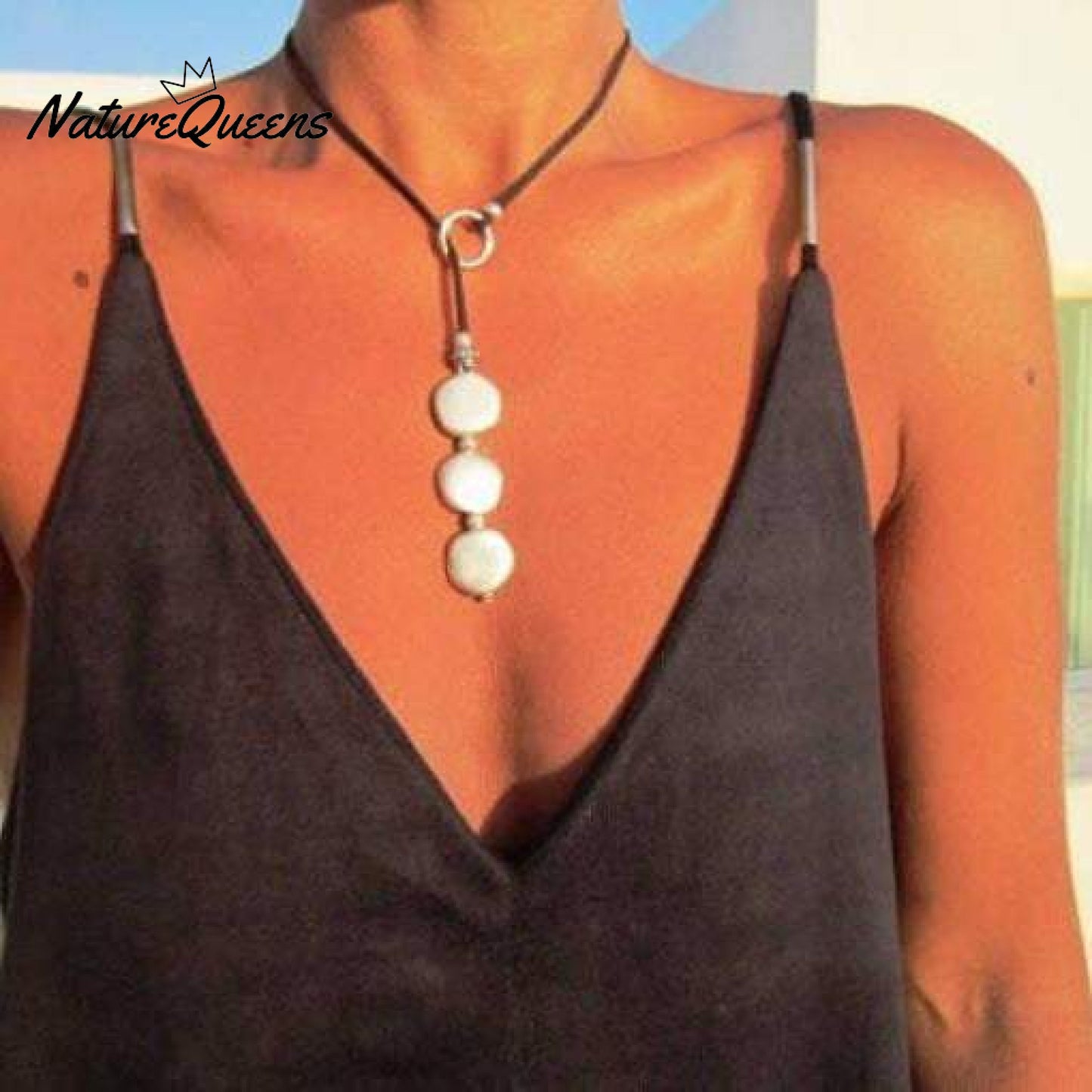 Multi-round Alloy Cowhide Rope Necklace