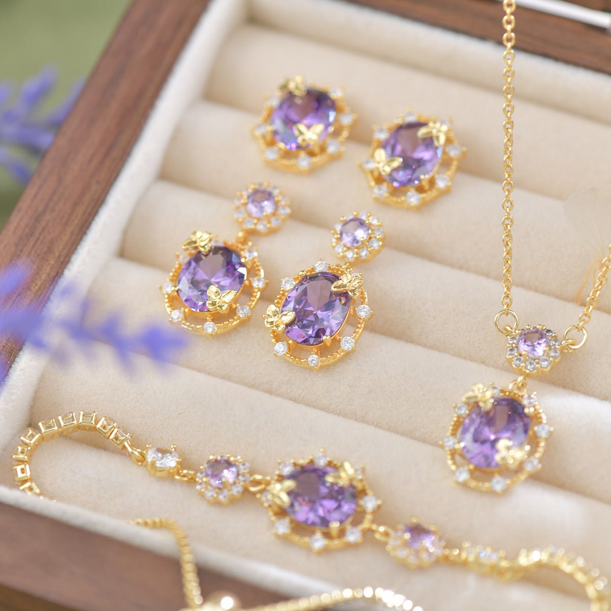 Lilac Butterfly Drop Earrings