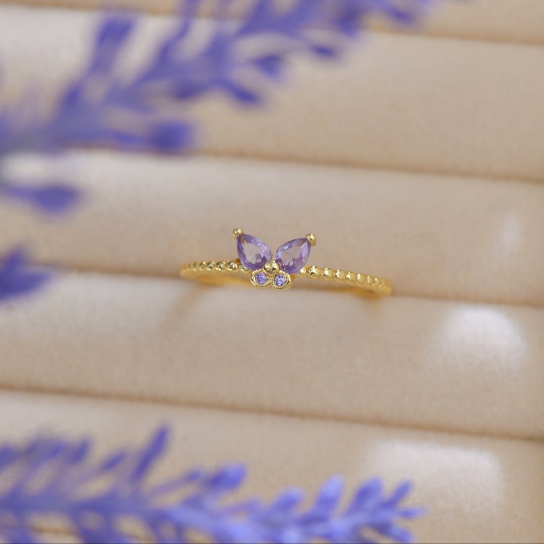 Lilac Butterfly Ring