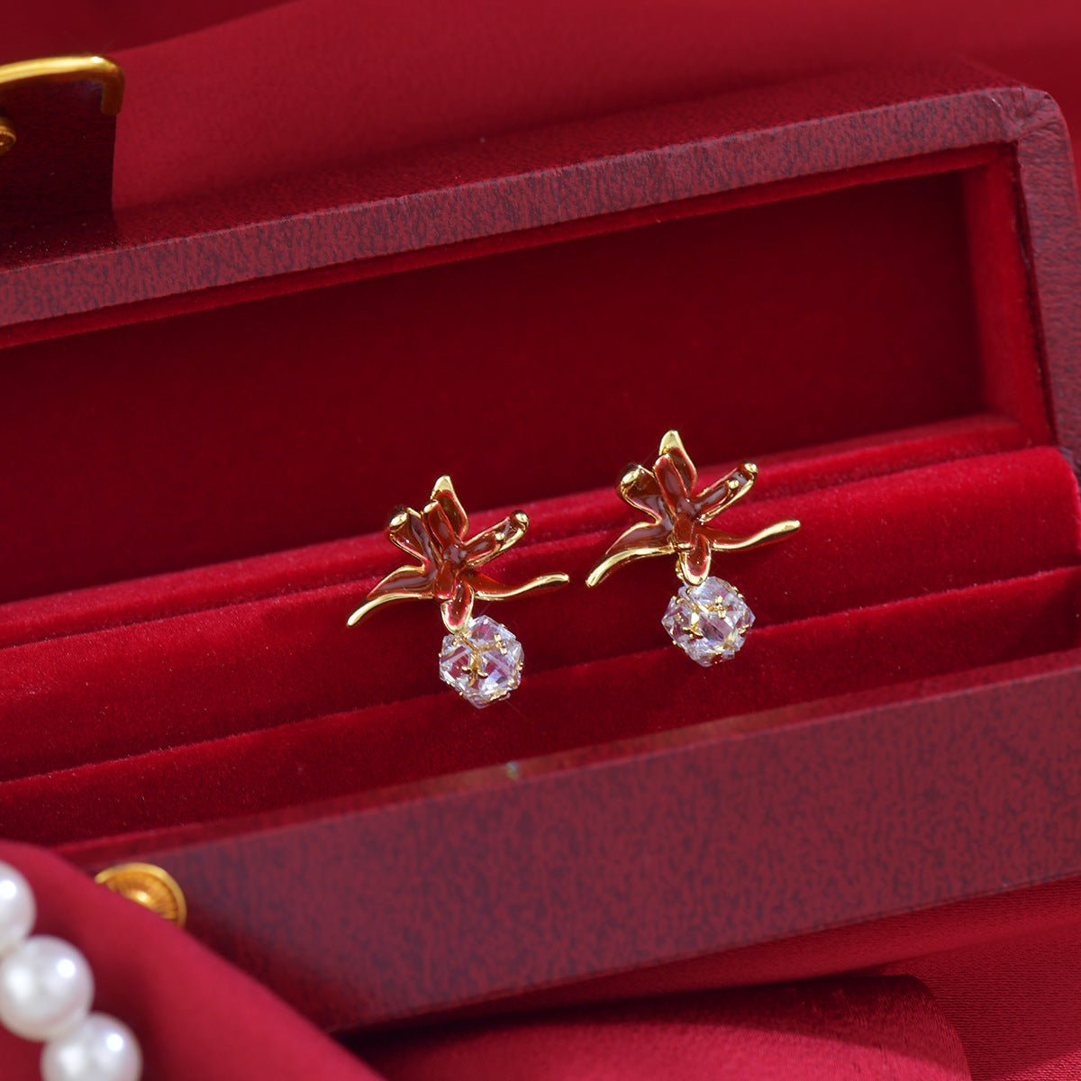 Lily of Burgundy Earrings