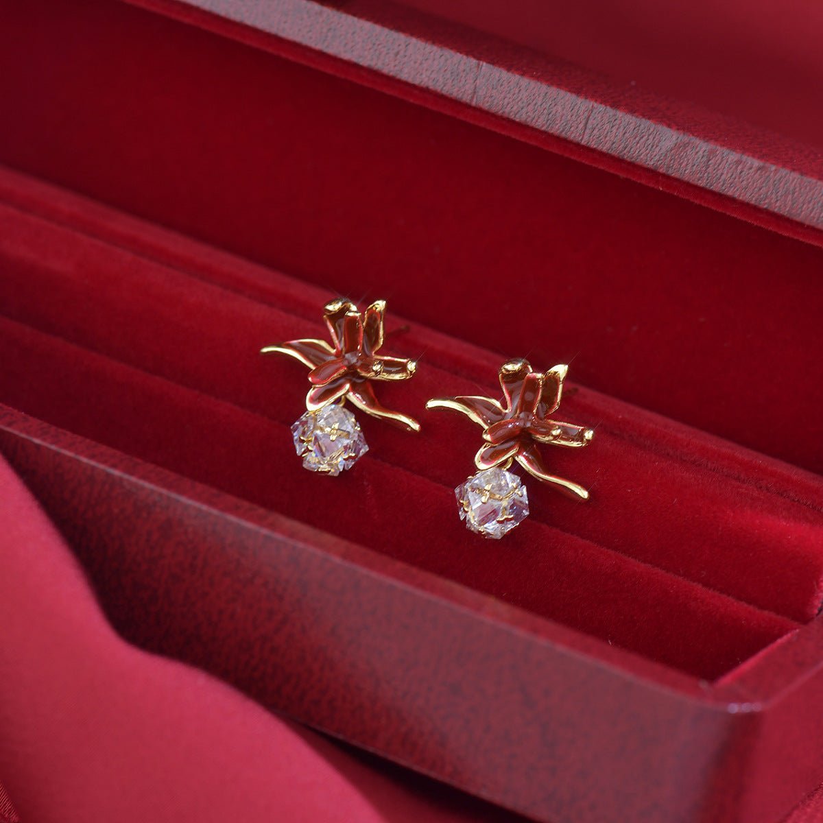 Lily of Burgundy Earrings