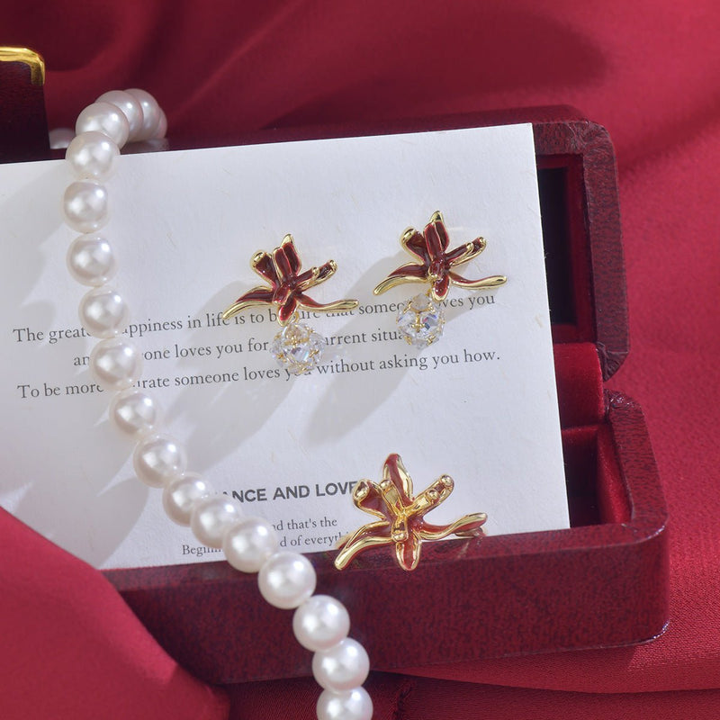 Lily of Burgundy Earrings