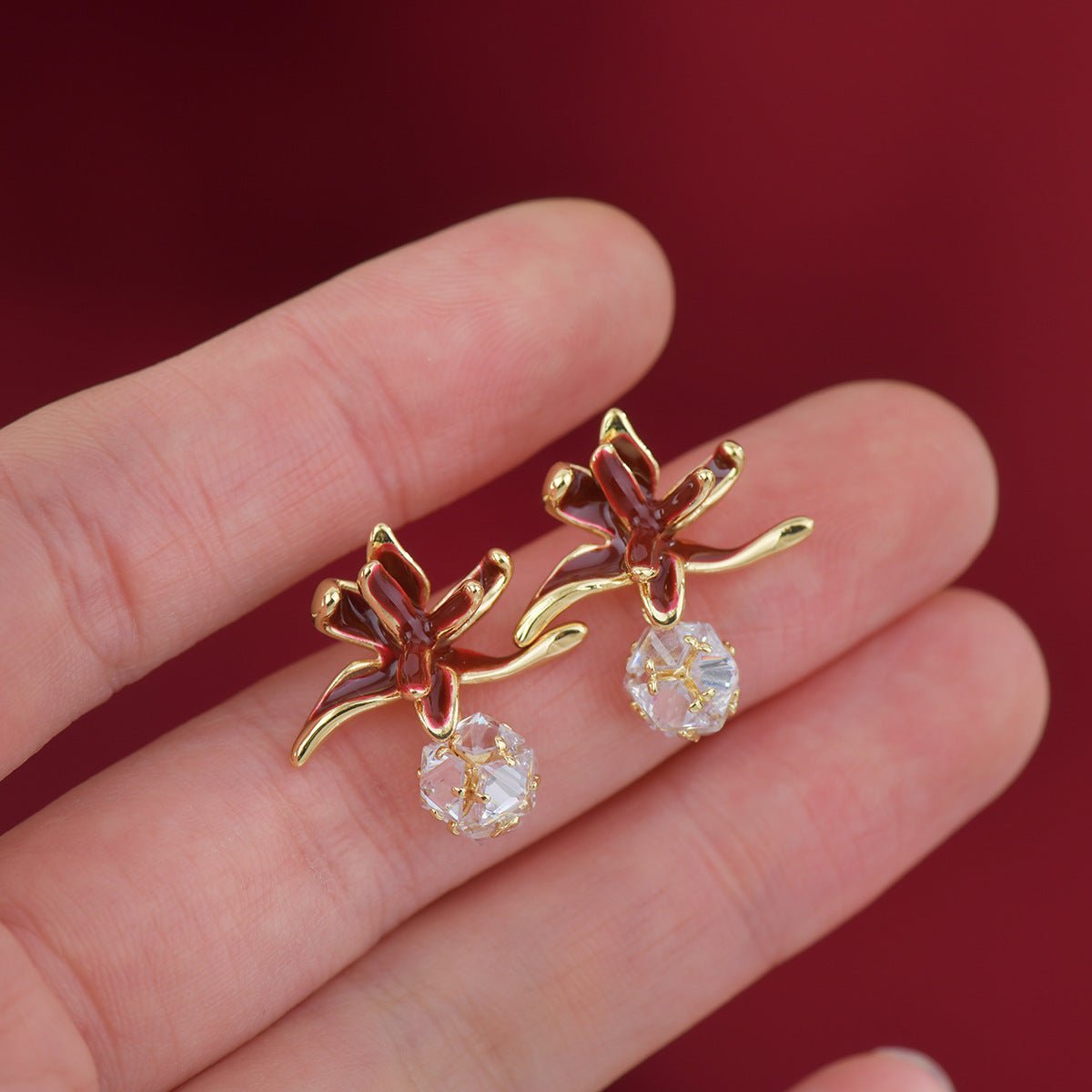 Lily of Burgundy Earrings