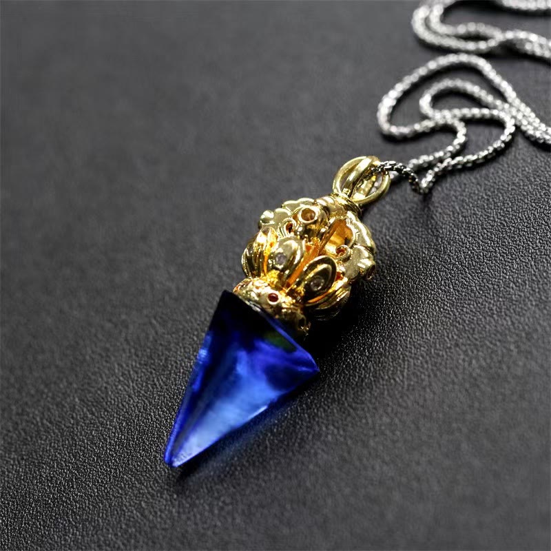 Liuli Crystal Dorje Vajra Spiritual Strength Necklace
