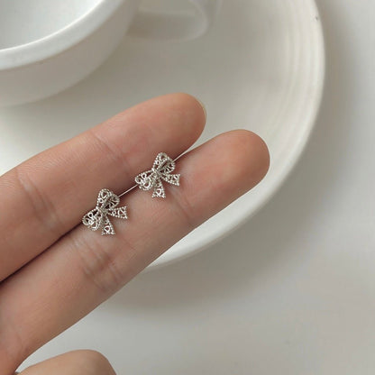 Lovelace Bow Earrings in Silver