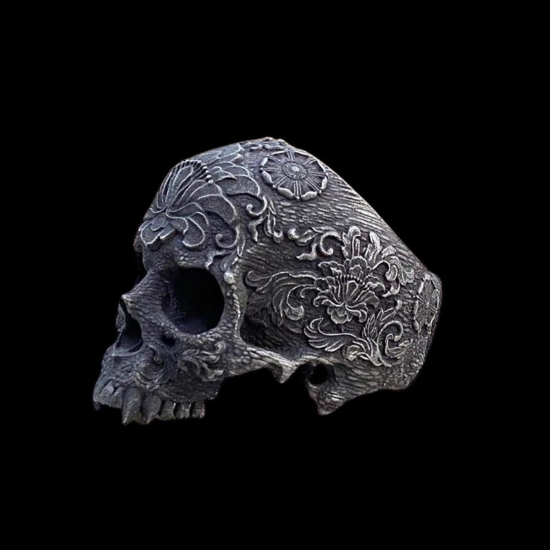 Mandala Flower Skull Ring