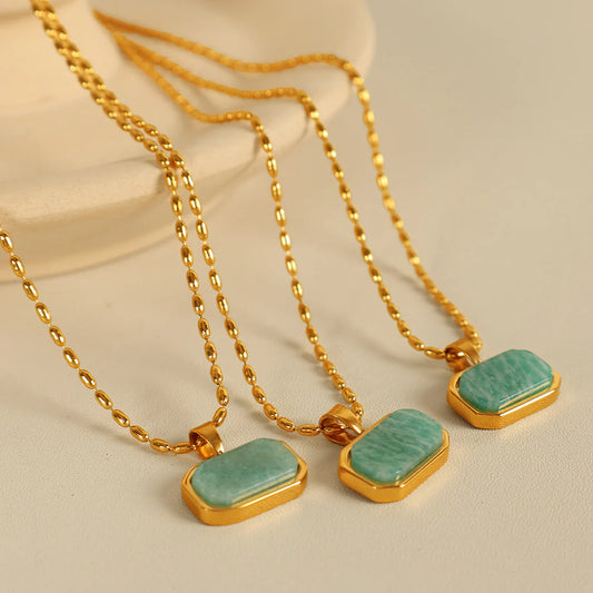 Amalie Amazonite Gold Necklace