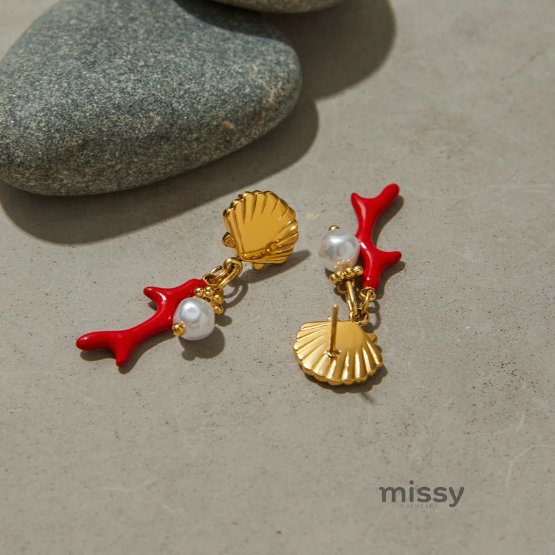 Jasper Cross Pearl Drop Earrings