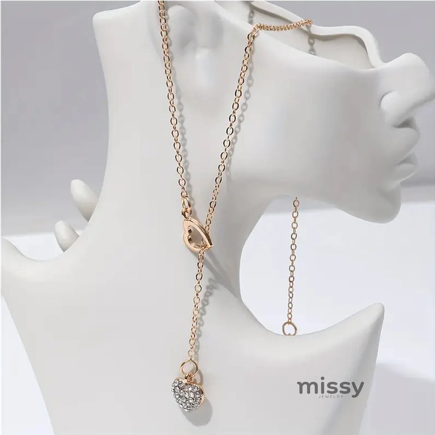 Jaylyn Rhinestone Heart Necklace