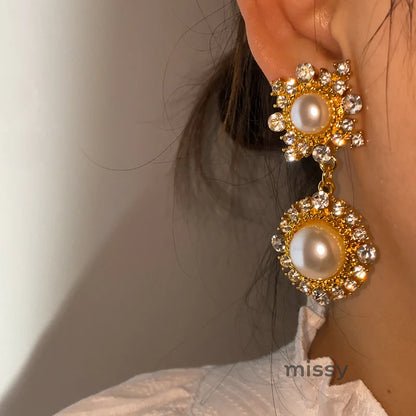 Jemimah Pearl Diamond Drop Earrings