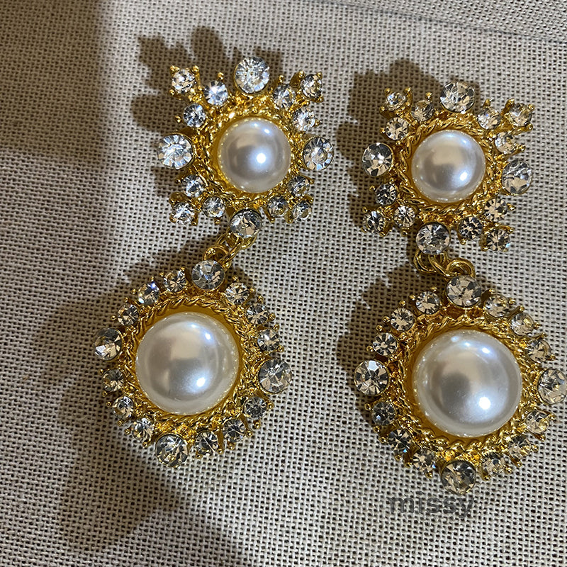 Jemimah Pearl Diamond Drop Earrings